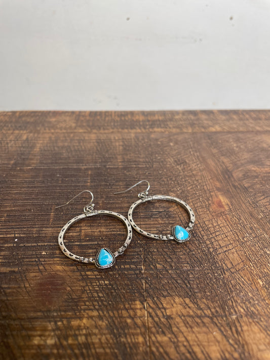 SILVER DANGLE EARRINGS WITH TURQUOISE BEAD