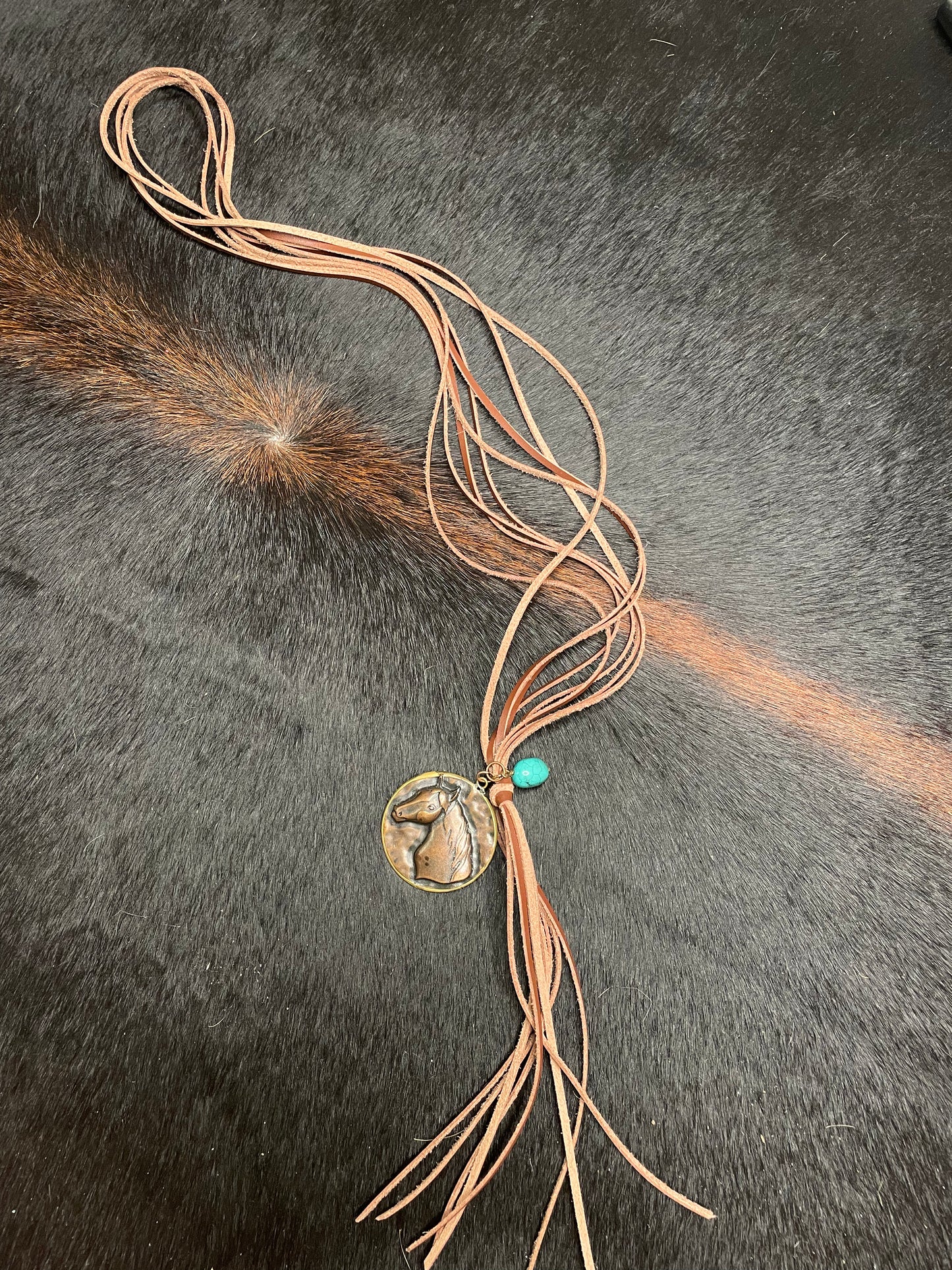 LEATHER STRING WITH HORSE CHARM NECKLACE