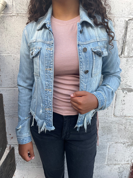 WOMENS DENIM DISTRESSED JACKET