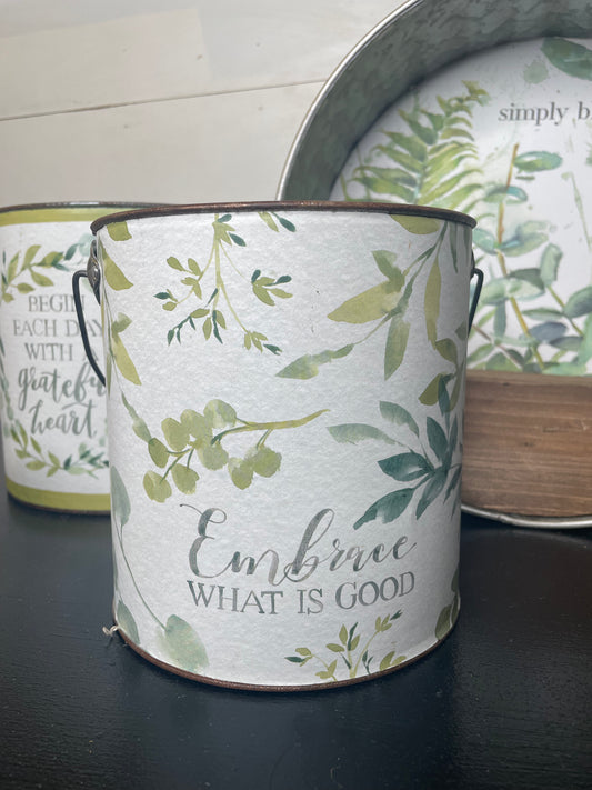 TIN BUCKET GREENERY DESIGN EMBRACE GOOD