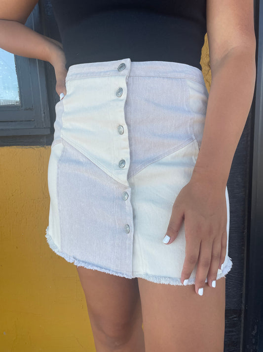 WOMENS CREAM/BEIGE DENIM MINI SKIRT