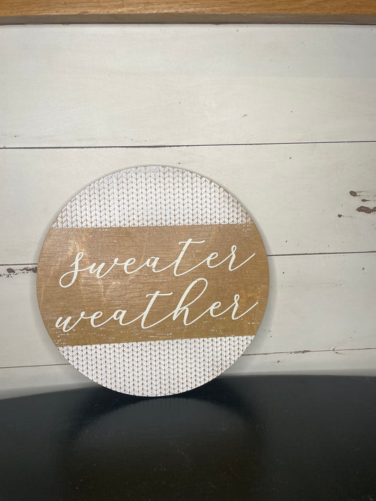 WOODEN WHITE DEBOSSED WALL HANGING SWEATER WEATHER