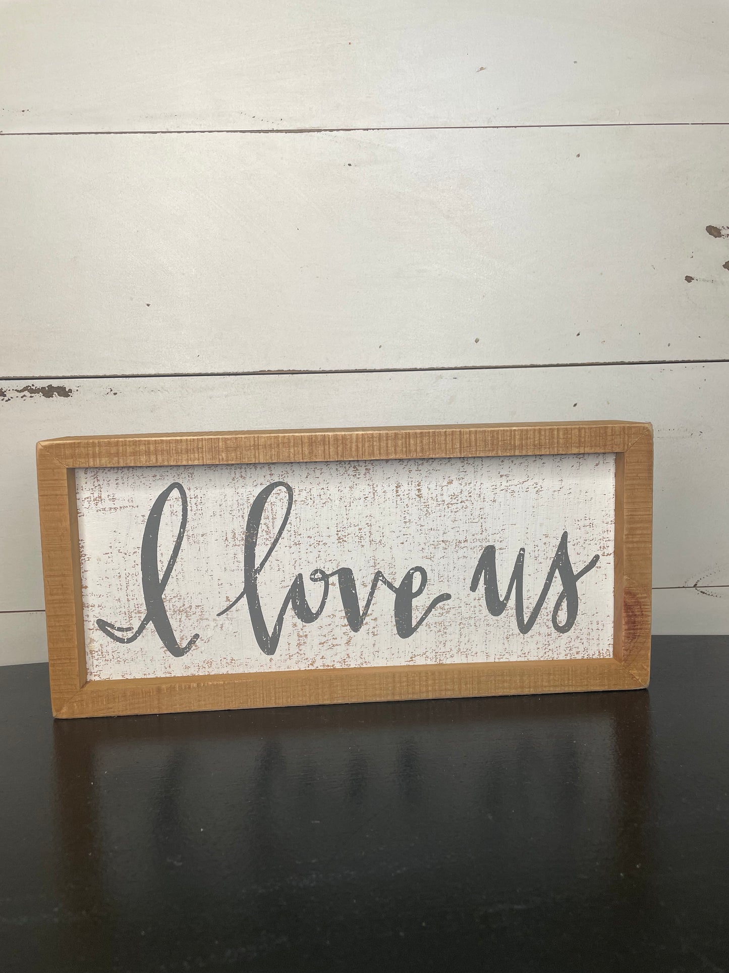 WOODEN INSET BOX SIGN I LOVE US