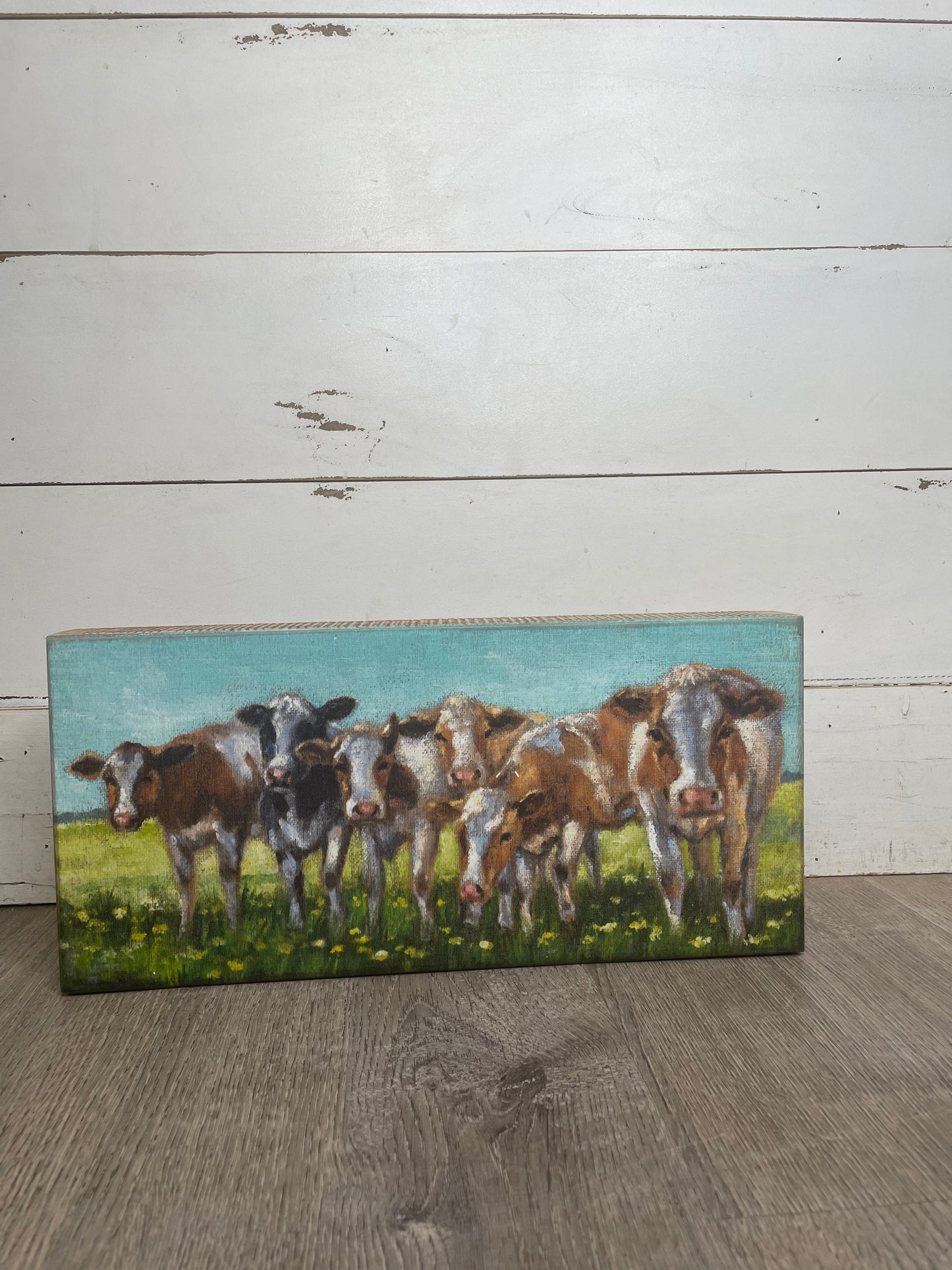 WOODEN FRAME COW BOX SIGN