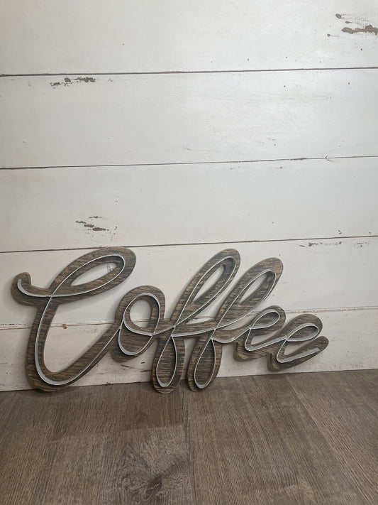 WOOD METAL COFFEE WALL HANGING